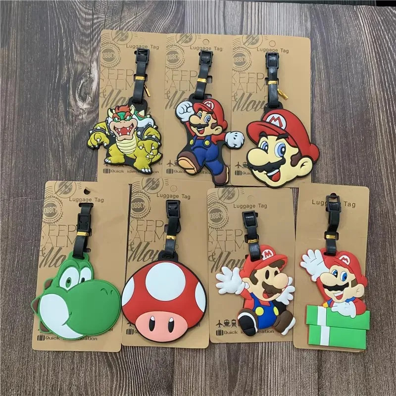 การ์ตูนซุปเปอร์โบร. Mario Travel Accessories ป้ายห้อยกระเป๋าเดินทาง ซิลิกาเจล กระเป๋าเดินทาง ID Addres Holder Baggage Boarding Tag ป้ายพกพา