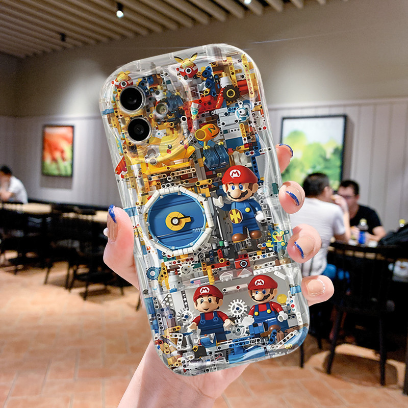 โปร่งใส Mario Wavy ครีมเคสโทรศัพท์ TPU สําหรับ VIVO Y27 Y30 Y30i Y33S Y33T Y35 Y36 Y50 Y51S Y52 Y55 Y72 Y75 Y76 Y76S Y77 Y78 Y85 Y91 ป้องกันการล่มสลายและกันกระแทกในสต็อก