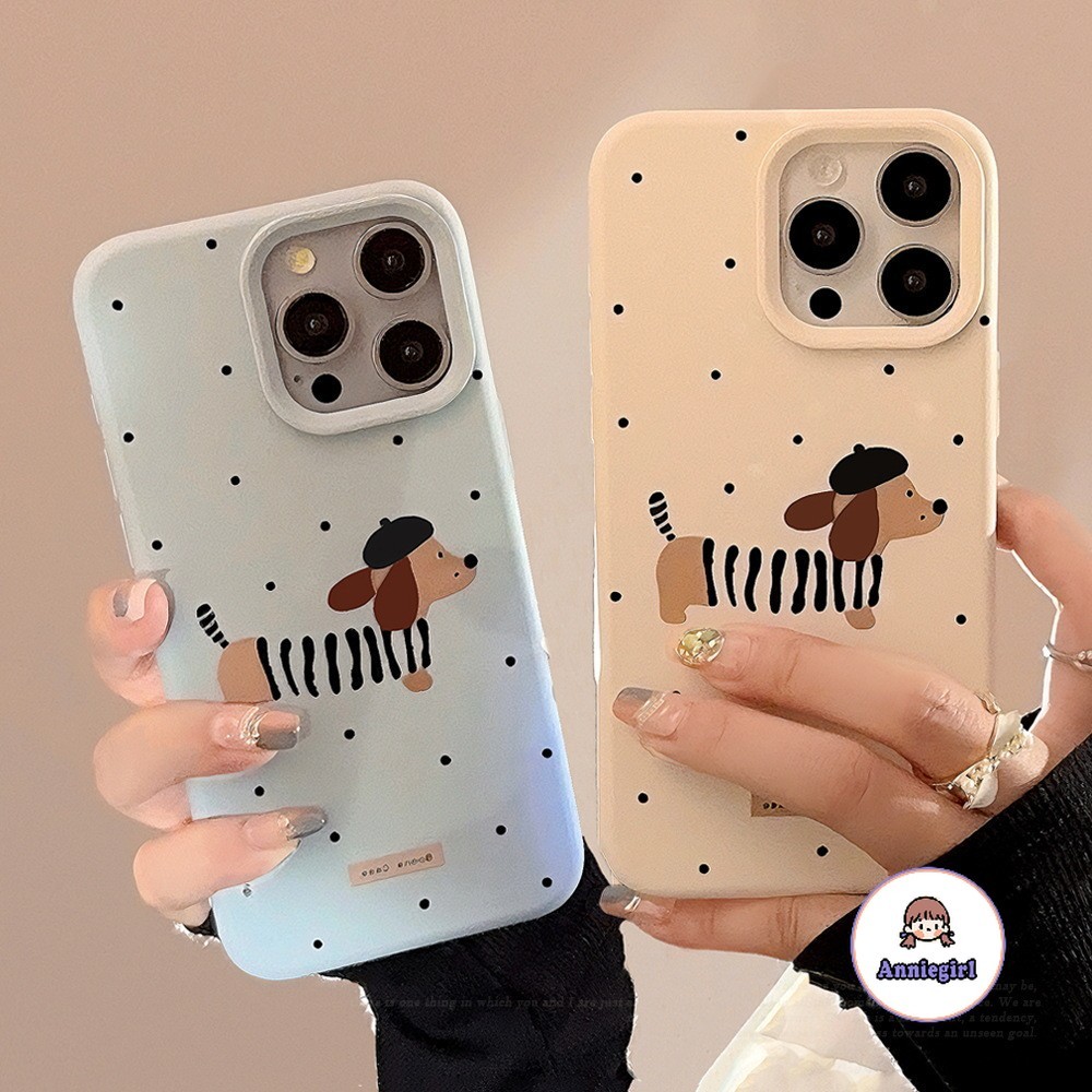Ins สีดําลาย Dachshund ลูกสุนัขเคสโทรศัพท์สําหรับ IPhone 16 14 15 Pro Max 16 PLUS 12 13 Promax ป้องกันสิ่งสกปรกกันกระแทกซิลิโคนอ่อนนุ่มโทรศัพท์ฝาหลัง