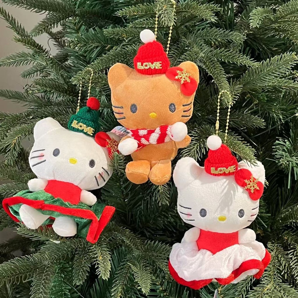 จี้คริสต์มาสหนังสีดํา hellokitty กระเป๋าตุ๊กตาน่ารักของขวัญกระเป๋านักเรียนเครื่องประดับขนาดเล็กคู่ kt Doll