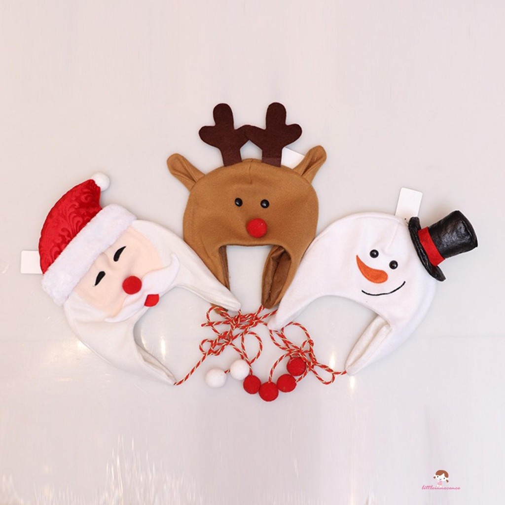 Xzq-kid หมวกตุ๊กตาคริสต์มาสการ์ตูน Snowman/Reindeer/Santa Puff Ball Santa Caps สําหรับคอสเพลย์ปาร์ตี้