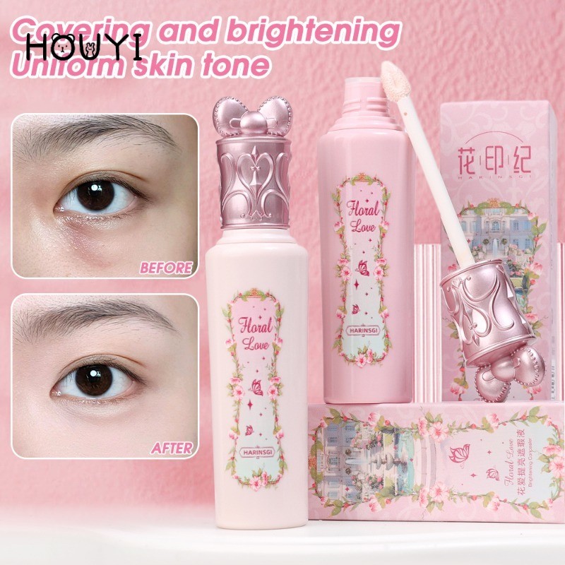 4 สีสีชมพูคอนซีลเลอร์ของเหลวติด-กันน้ํา สดใสขึ้น คอนซีลเลอร์ครีมยาวนานปกสิวความหมองคล้ําแต่งหน้าเครื่องมือ