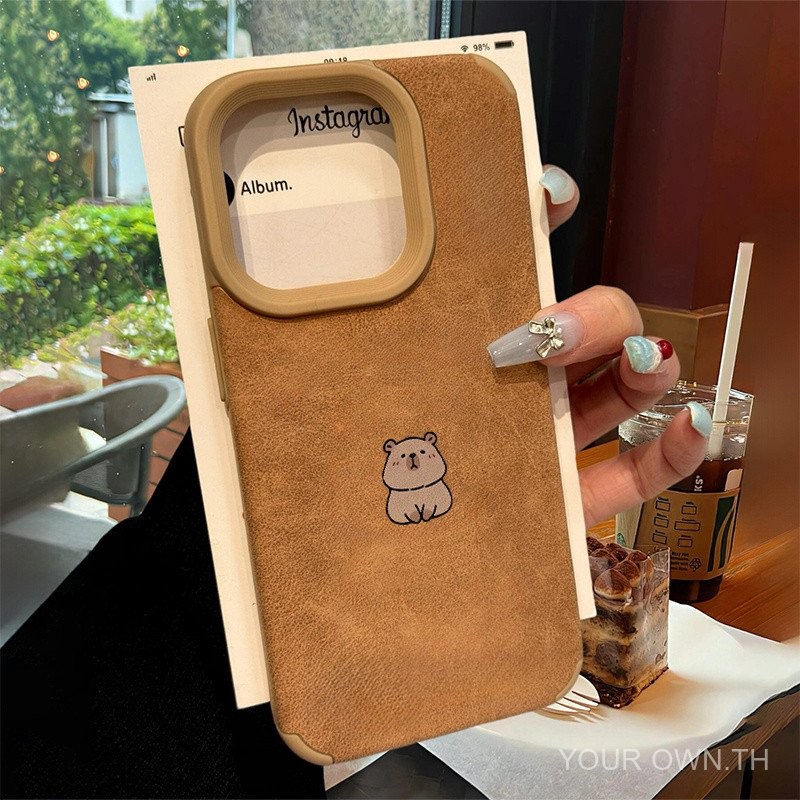 หนังกลับติดคาปิบาราเหมาะสำหรับ Apple iPhone 16ProMax 15 14 13ProMax เคสมือถือ12 11 360อันตรี抗摔防潮防刮耐磨轻薄透气เหมาะสำหรับการใช้ชีวิตประจำวัน