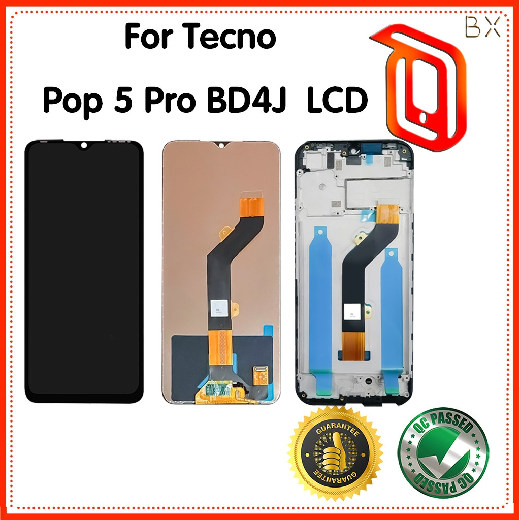 สีดํา 6.52 นิ้วสําหรับ Tecno Pop 5 Pro BD4j BD4h จอแสดงผล LCD Touch Panel Digitizer Assembly/พร้อมกร