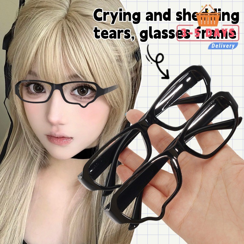 [3-5 วันถึง] แว่นตาที่ไม่มีเลนส์แบบ Teardrop anime Y2K สำหรับคอสเพลย์ เครื่องประดับและของขวัญ