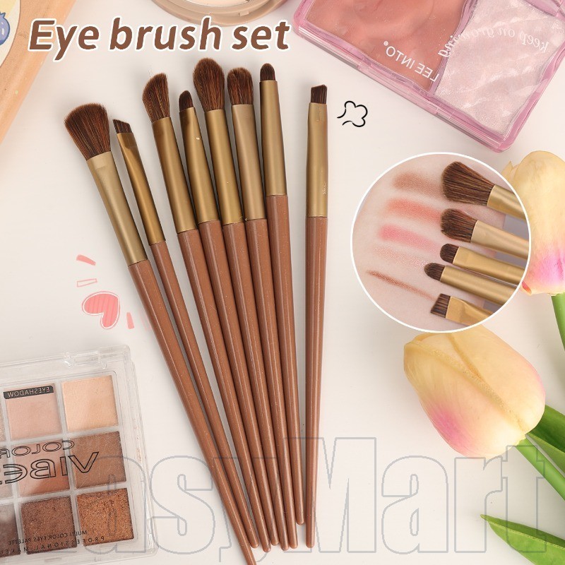 ชุดแปรงแต่งหน้า 8 ชิ้น | Smudge/Blending/อายไลเนอร์แปรงสําหรับกลางวัน/กลางคืน, Pony-Synthetic Blend, เครื่องมือแต่งตาแบบเริ่มต้น
