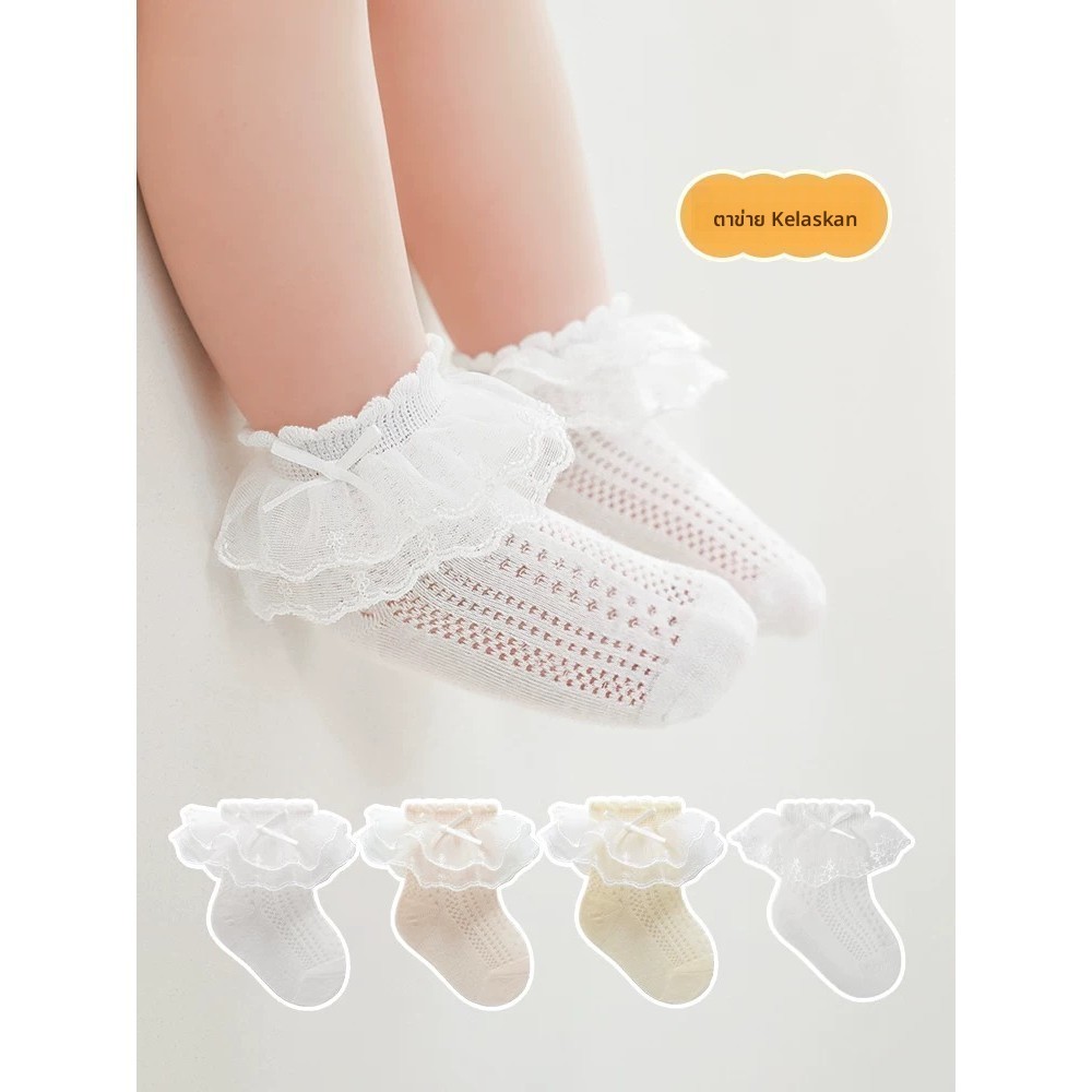 ถุงเท้าเด็กลูกไม้ถุงเท้าฤดูร้อนบางตาข่ายถุงเท้าผ้าฝ้ายสาวเด็กฤดูร้อนลูกไม้ที่ไร้รอยต่อเจ้าหญิงถุงเท้าเด็กหลวมปากถุงเท้าสั้น--&-