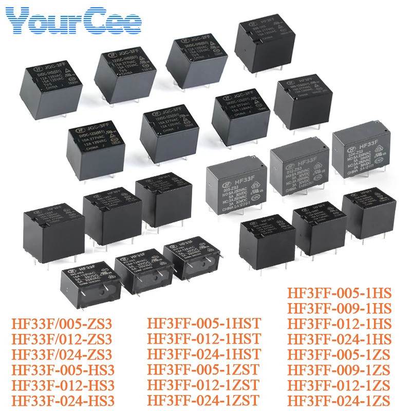 1-5PCS Ultra-Small Medium Power Relay HF7520 HF3FF HF33F DC 5V 12V 24V 9V 4Pin 5Pin HF33F 012-HS3FF 
