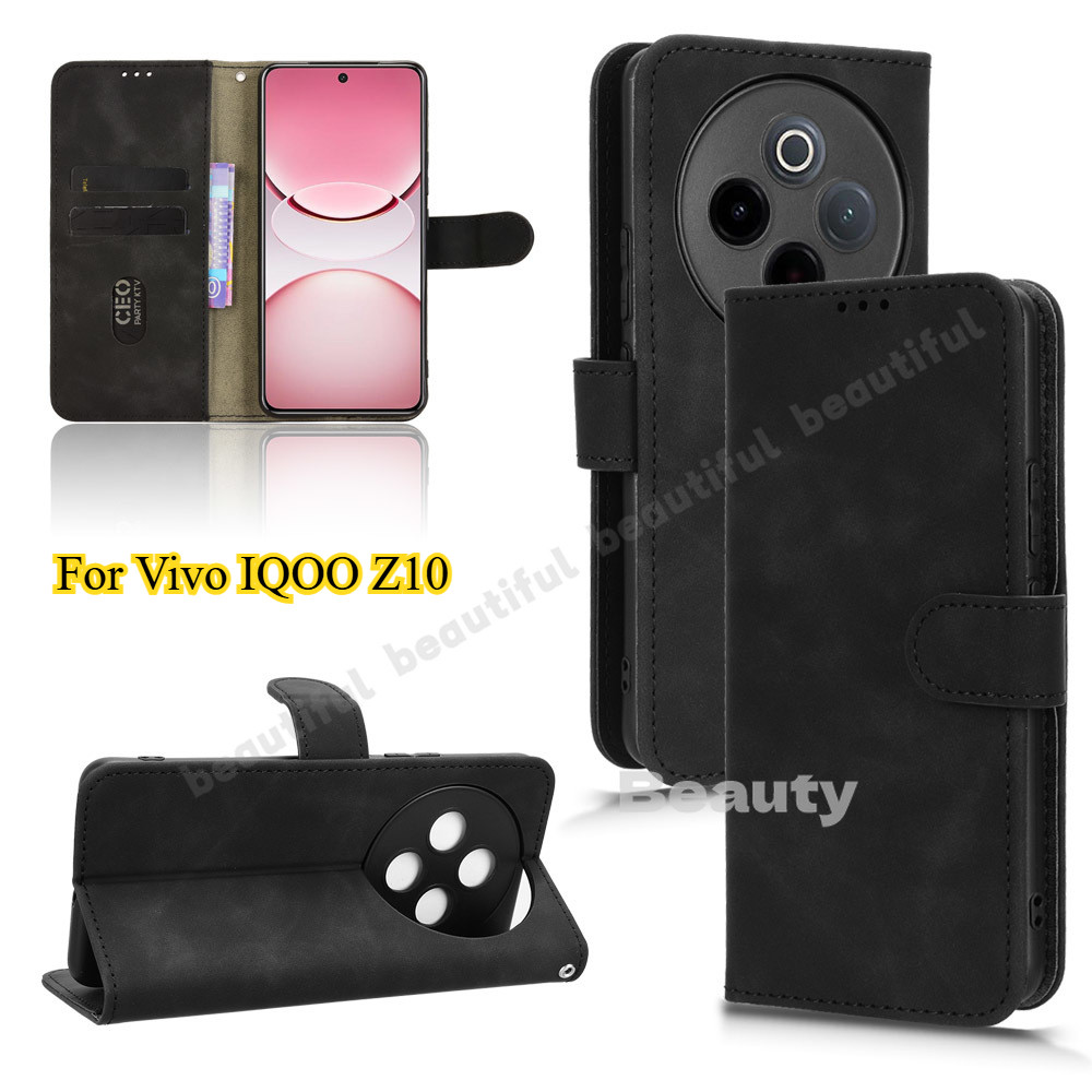สําหรับ Vivo IQOO Z10 5G 2025 ใหม่ผิว Fell พลิกหนังสีทึบเคสโทรศัพท์สําหรับ Vivo Iqoo Z 10 VivoIQOOZ1