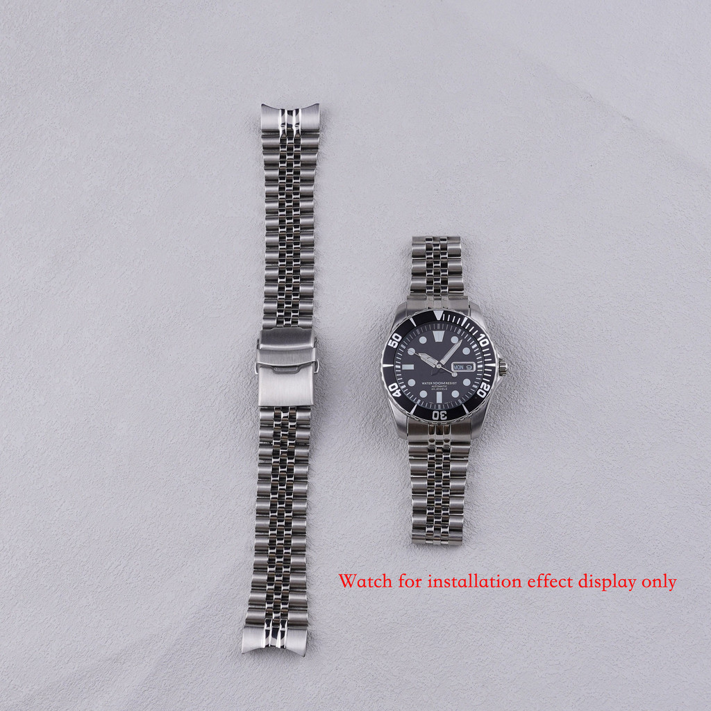 สําหรับ Seiko Sea Urchin 22 มม. โค้ง-End สแตนเลสเงิน WatchBand สายคล้องสร้อยข้อมือโดย Rolamy