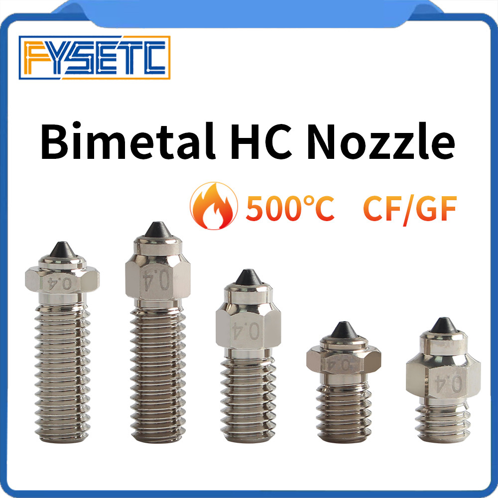 DLC Hardened Steel & Copper Wear Resistant Bimetal HC Nozzle For V6 / Volcano /Mk8 Hotend Neptune4 K