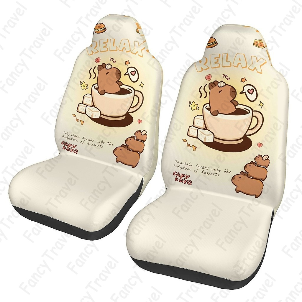 Capybara 2PCS รถเบาะนั่งครอบคลุมที่นั่งด้านหน้าอัตโนมัติสากลเหมาะสำหรับรถยนต์ซีดาน SUV รถบรรทุกรถบรรทุก