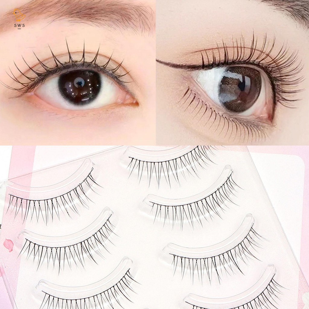 5คู่เครื่องสําอางขนตาปลอมขนน้ําหนักเบาขนตาปลอมเพื่อความงามตาคอสเพลย์ ทําเอง แต่งหน้า