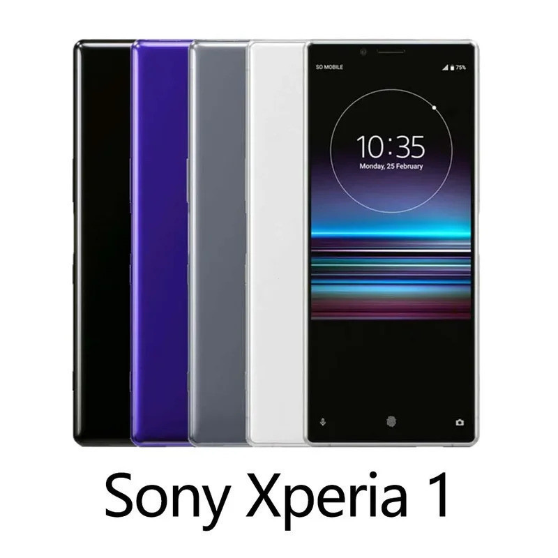 Sony Xperia 1 J8110 J9110 6G+128GB XZ4 Snapdragon 855 6.5" HD กล้อง NFC ลายนิ้วมือสมาร์ทโฟนมือสอง 6X