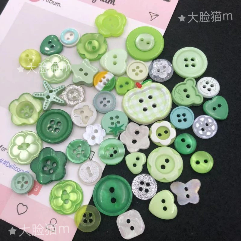 [Koo Ka]♥20 ชิ้น Dopamine สีเขียว Series ปุ่มลายสก๊อต Apple เรซิ่นปุ่มปุ่มมูลค่าสูงรูปพิเศษทําด้วยมือ diy เครื่องประดับอุปกรณ์ตกแต่ง