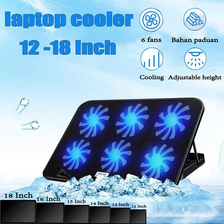9"-17" ขาตั้งแท็บเล็ต Laptop Computer ที่รองโทรศัพท์/โน๊ตบุ๊ค 6 Fan Laptop Computer พัดลมระบายความร้อน