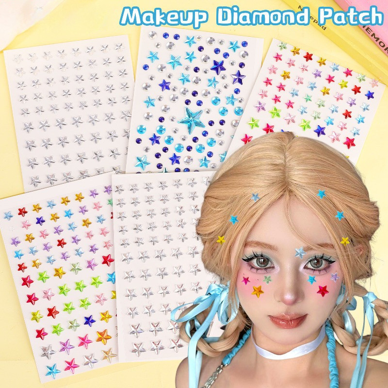 สติกเกอร์เพชรดาว คริสตัลปาลิเล็ตตาแพทช์- ย2เค หวาน ศิลปะ ปะ ทําเอง ใบหน้า อัญมณี อุปกรณ์แต่งหน้า