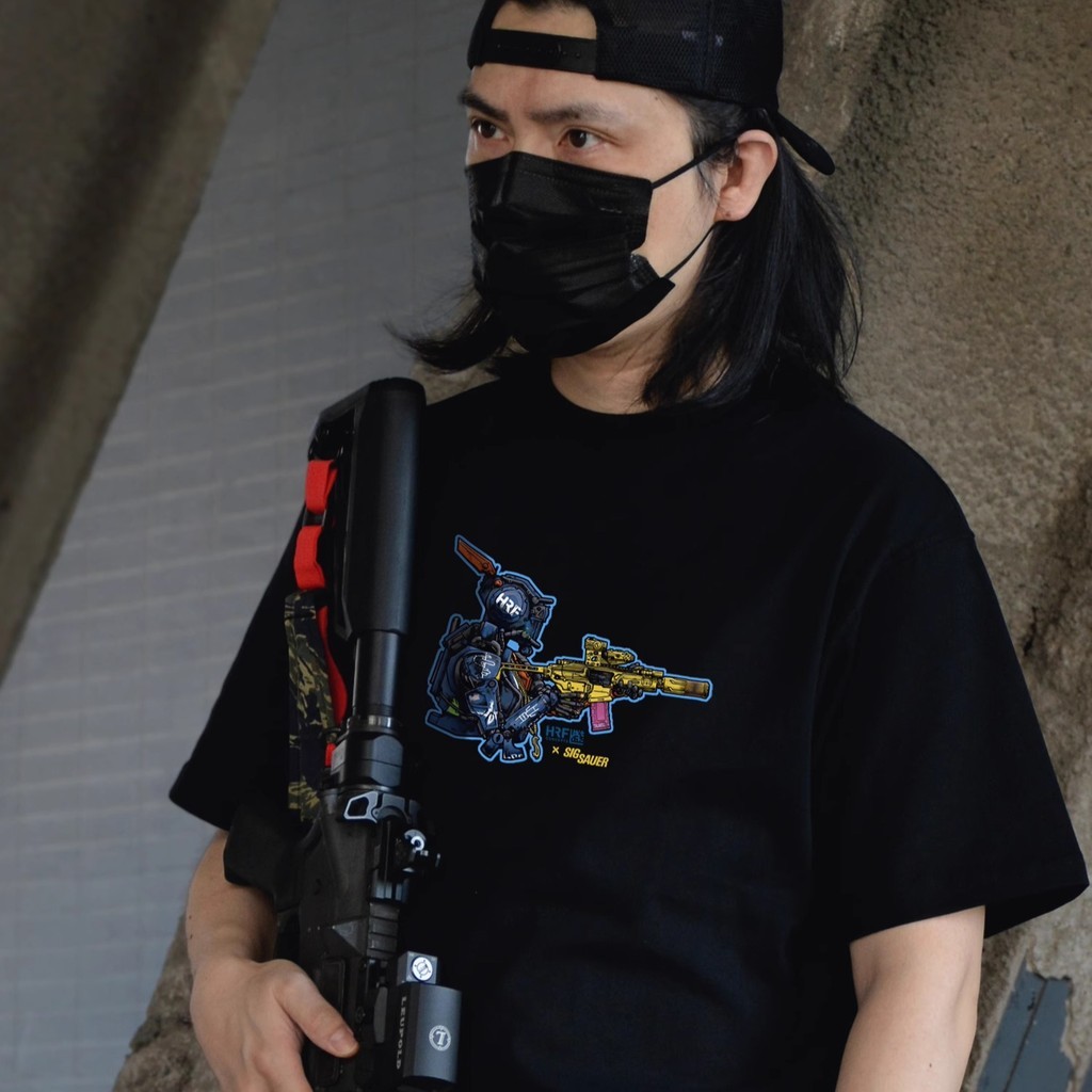 เสื้อยืดแขนสั้นสไตล์ทหาร SIG Sauer Cotton Crew Neck สำหรับผู้ชายจาก HRF & SIGSAUER