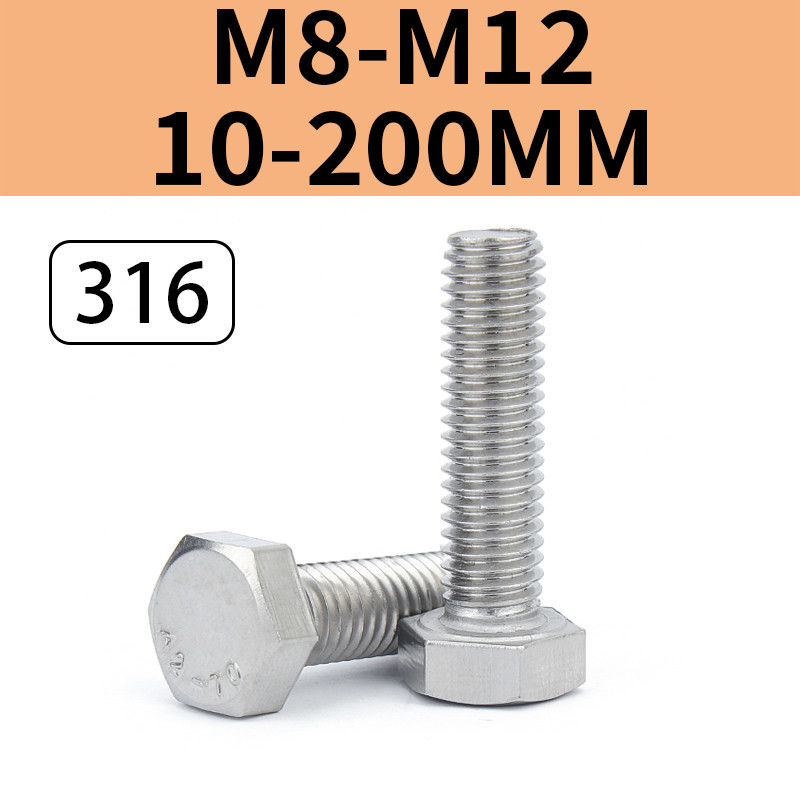 M8M10M12 screw nut Stainless Steel 316 Hexagon Head Screw
