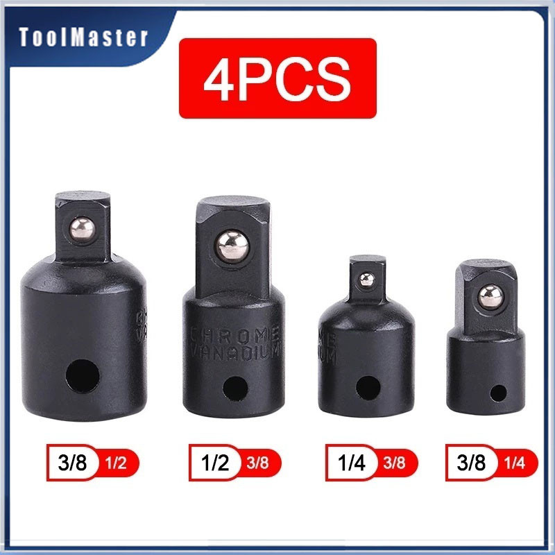 T0015 (4ชิ้น) หัวต่อบล็อก บล๊อกข้อต่อเพิ่ม ตัวแปลงลูกบล็อก ข้อต่อตัวแปลงลูกบล็อกประแจ1/2">3/8" 1/4">3/8" 3/8">1/2" 3/8">1/4"