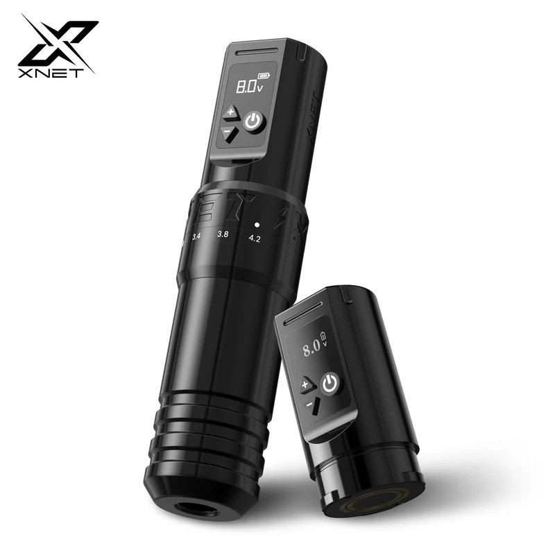 XNET T1 ปากกาเครื่องสักไร้สาย 7 จังหวะที่ปรับได้มอเตอร์ที่กำหนดเองหน้าจอ LCD แบตเตอรี่แต่งหน้าปากกาไมโครพลาสติกสำหรับศิล