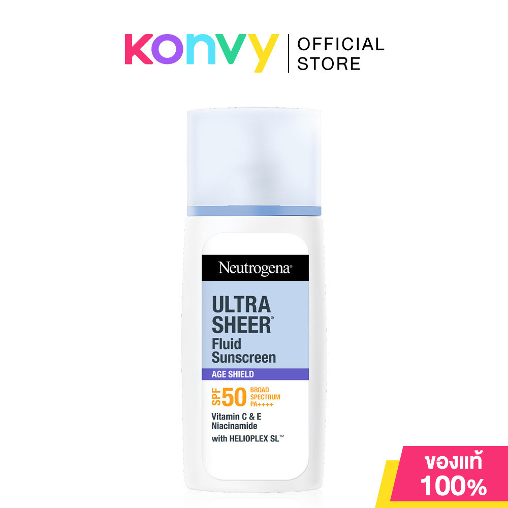 Neutrogena Ultra Sheer Fluid Facial Sunscreen Age Shield SPF50 PA++++ 40ml นูโทรจีนา ครีมกันแดดเนื้อฟลูอิด.