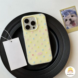 เคสไอโฟน13 สำหรับ iPhone 17 11 16 13 12 15 14 Pro Max 7 8 16 Plus XR X XS Dots สีสันสดใสสีลูกอมสีใหม่ 2 in 1 ปกอ่อน