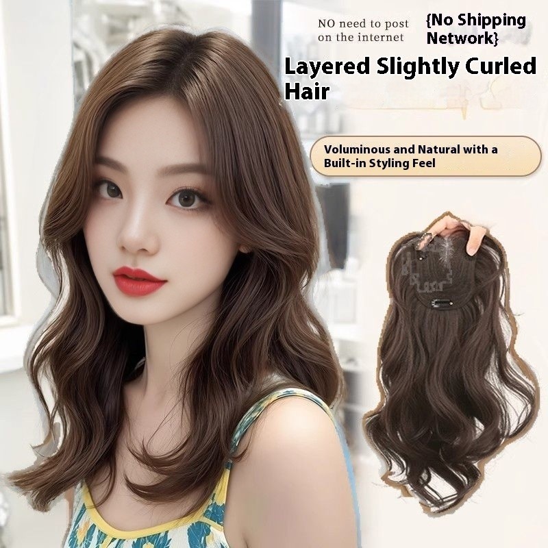 วิกผมสังเคราะห์สีดำและน้ำตาลมุข ขนาด 9x11 ถึง 35 ซม. เพื่อเพิ่มปริมาณผม สำหรับผู้หญิง แบบระบายอากาศได้และน้ำหนักเบาทop