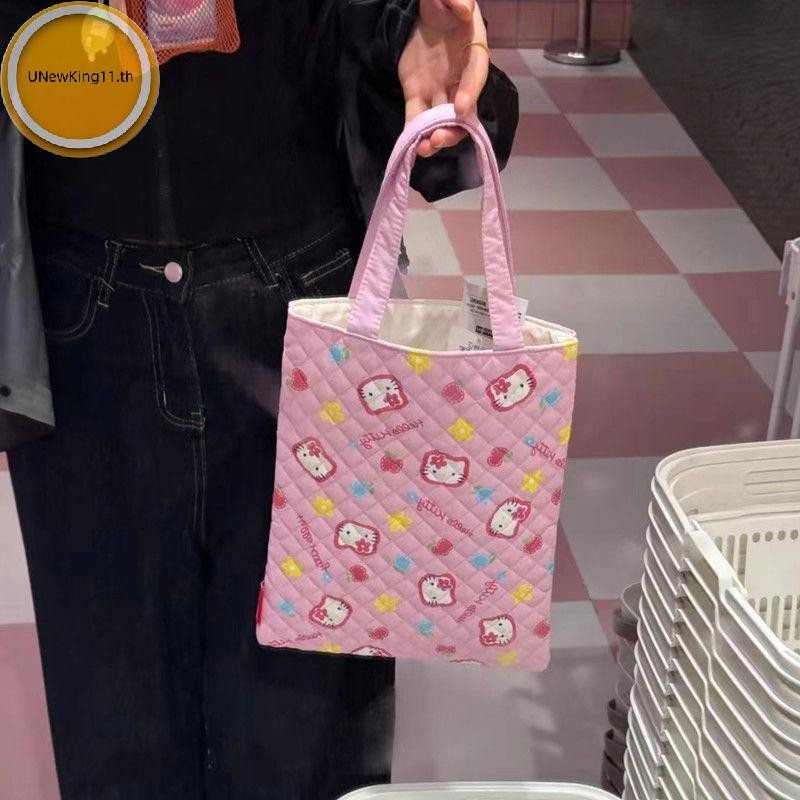 กระเป๋าถือ Sanrio Hello Kitty แบบสก๊อตน่ารัก ขนาดใหญ่ ใช้ได้ทั้งช้อปปิ้งและชายหาด
