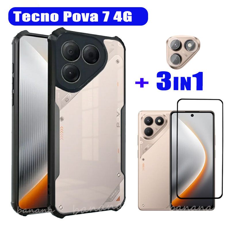 สําหรับ Tecno Pova 7 เคสโทรศัพท์อะคริลิค Tecno Pova7 Pova 6 Pro 6Neo กระจกนิรภัยป้องกันหน้าจอและฟิล์