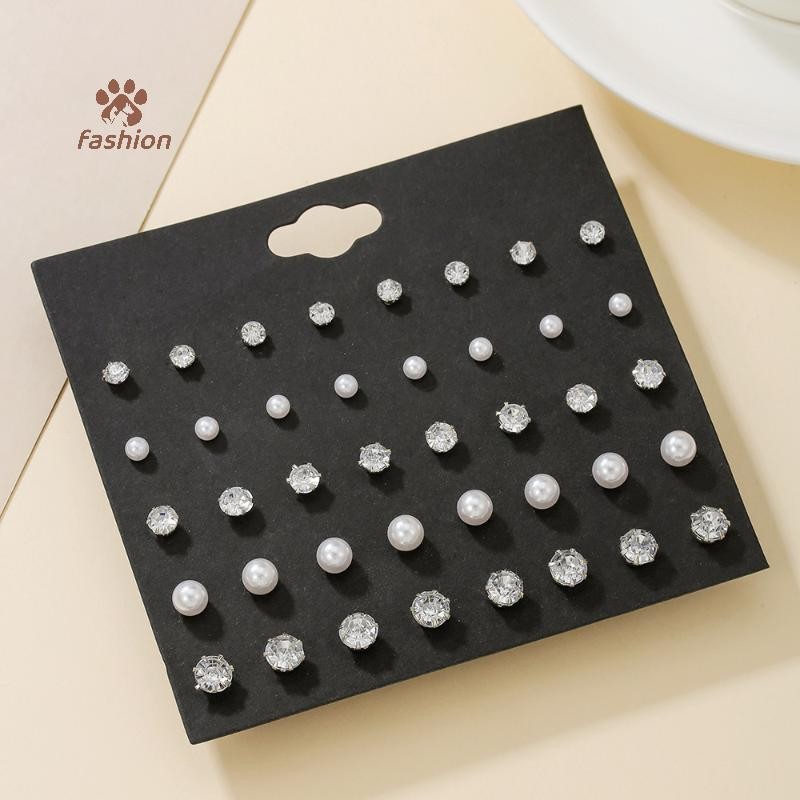 [แฟชั่น] ชุดต่างหูมุกเทียม 20 คู่ สไตล์เรียบง่าย สำหรับผู้หญิง เครื่องประดับพร้อมให้เป็นของขวัญ