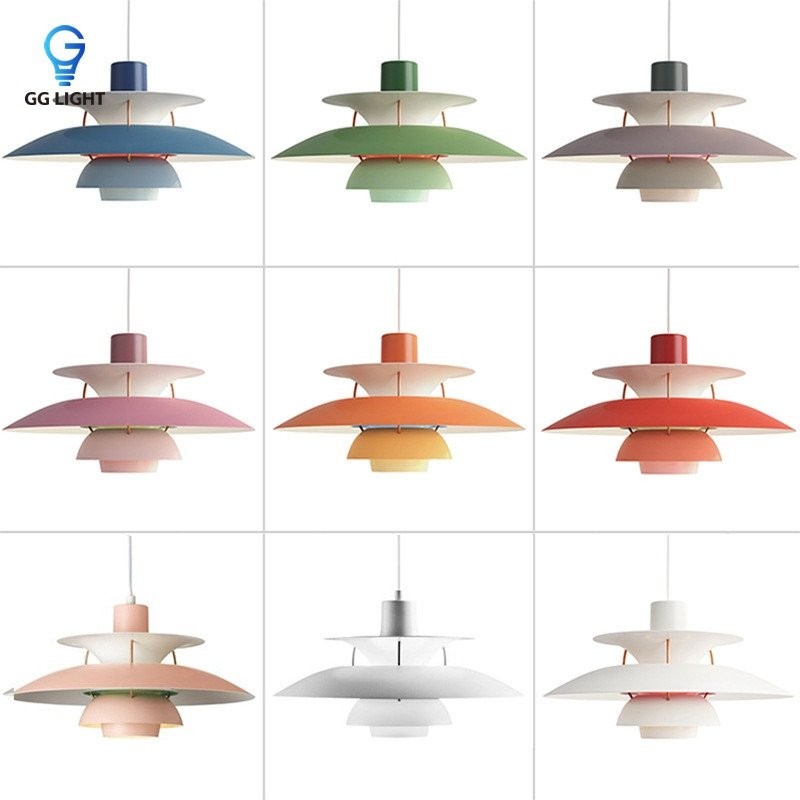 50ซม.nordic Minimalist PH5 LEDจี้ร่มที่มีสีสันMacaronโคมไฟระย้าArtจี้สําหรับIslandห้องนั่งเล่นตารางห