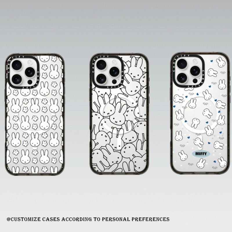 CASETY miffy 3 เคสแม่เหล็กสําหรับ iPhone 17 17Pro Air 16 12 13 14 15 Plus Pro Max อะคริลิคใสปกหลัง