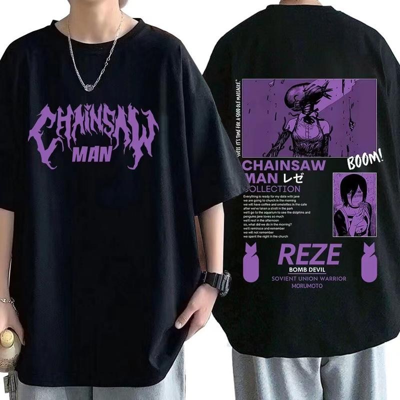 T-shirts[ready to ship] T shirt cotton short sleeve graphic print anime chainsaw man Reze Hara
