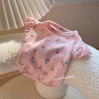 เสื้อยืดแขนบินสัตว์เลี้ยงอินเทรนด์สําหรับสุนัขแมว Shih Tzu Poodle Bichon ชุดฤดูร้อน