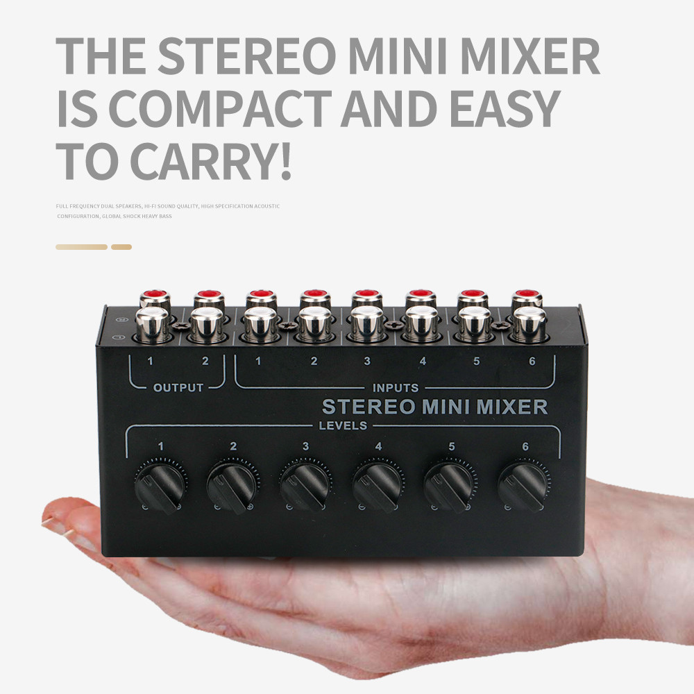 6 Channel Audio Mixer CX600 Audio Mixer Mini Stereo Passive Mixer Ultra-compact Low-noise RCA DJ อุป