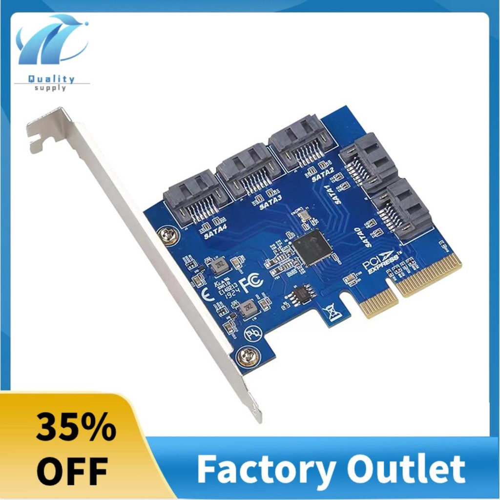 PCI-E Riser การ์ด PCIE 3.0-4X ถึง 5 SATA การ์ดขยาย PCIE ถึง SATA Riser การ์ดอะแดปเตอร์สําหรับ PC