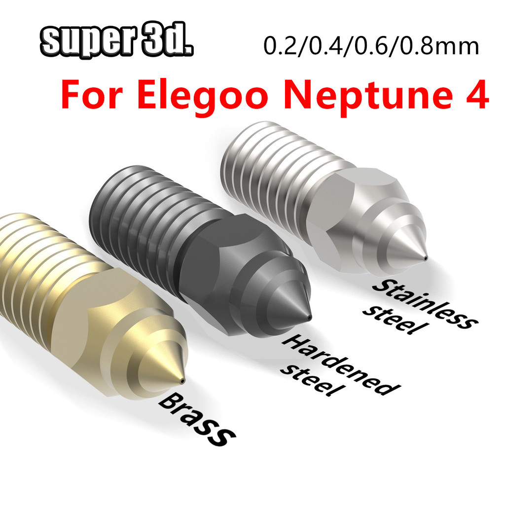 Nozzle For ELEGOO Neptune 4 Brass Hardened Steel Stainless Steel 0.4/0.6mm Nozzles For Elegoo Neptun