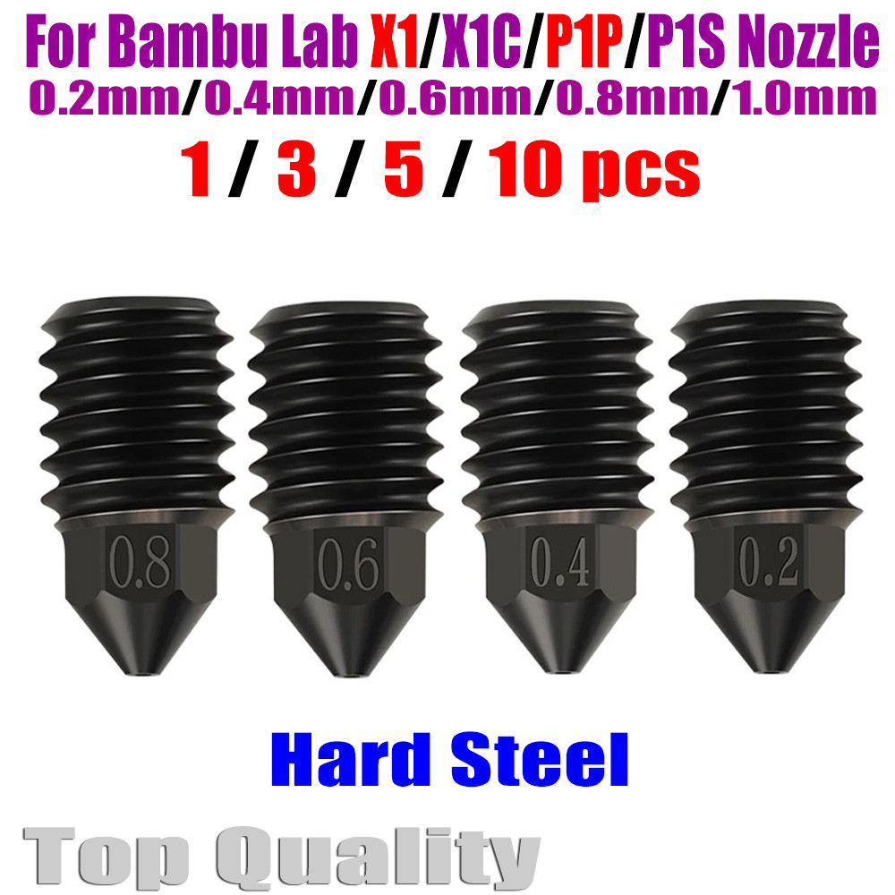 Hardened Steel Nozzle 0.2 0.4 0.6 0.8 1.0mm For Bambu Lab P1P/p1s/ X1/x1c Nozzle For Bambulab Upgrad