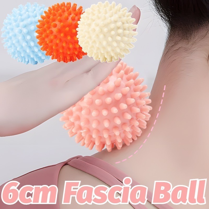ลูกบอลนวดผ่อนคลายกล้ามเนื้อ PVC ขนาด 6x6 ซม., เครื่องมือนวดแบบพกพา 4 สี (ขาว, ฟ้า, ชมพู, ส้ม) เหมาะส