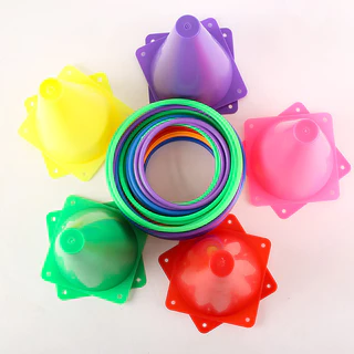 พร้อมแล้ว ของเล่นโยนห่วง สีสันสดใส 6กรวย+10วงกลม+1ถุงตา ส่งเสริมการพัฒนาเด็ก ทั้งในร่ม และกลางแจ้ง