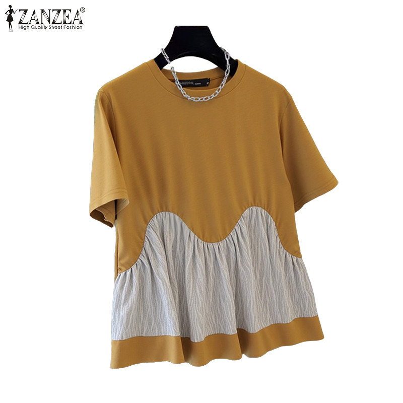 เสื้อยืดสไตล์เกาหลีสำหรับผู้หญิง แขนสั้น ทรงหลวม ใส่สบาย