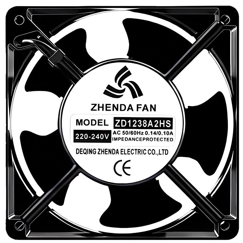 ZHENDA พัดลมเพลาลม ZD1238A2HS AC220V 12038 0.14A พัดลมท่อไอเสีย