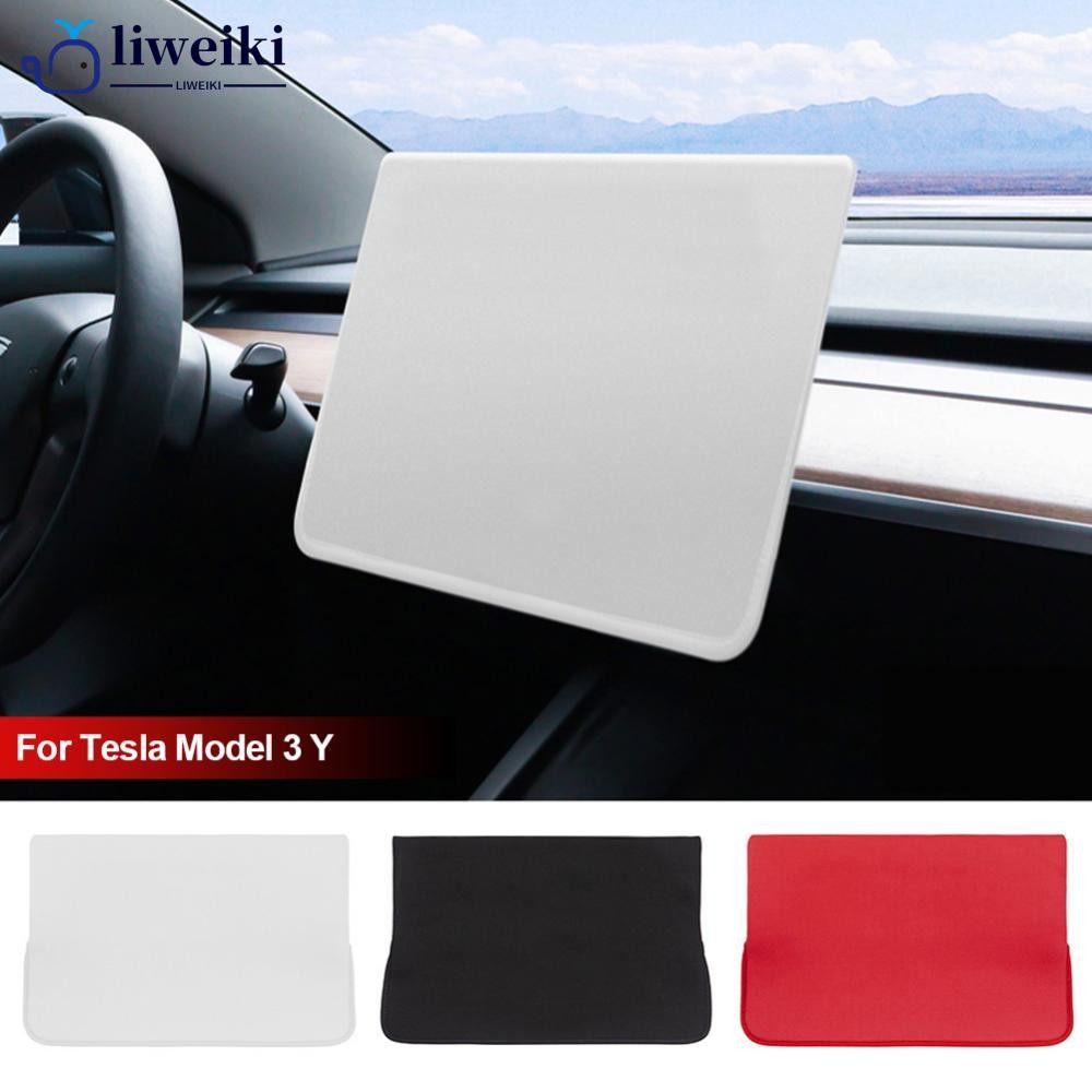 LIWEKI คอนโซลกลางรถนําทางป้องกันหน้าจอฝาครอบบังแดดจอแสดงผลฝุ่นอุปกรณ์เสริมตกแต่งภายในสําหรับ Tesla ร