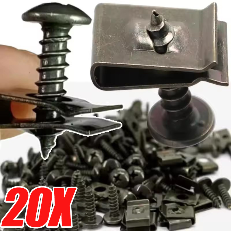 20 ชิ้นรถ U-Type Self Tapping สกรูคลิป - Auto Anti-rust กันชนป้องกันหัวเข็มขัด Fasteners ซ่อมเครื่องมือ