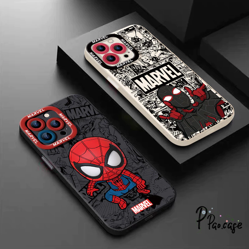 เคสไอโฟน11 สำหรับ IPhone 13 11 16 12 15 14 Pro Max XR XS X 16 15 7 8 Plus เคส Spider-Man ลาย Doodle สุดเท่จาก Marvel