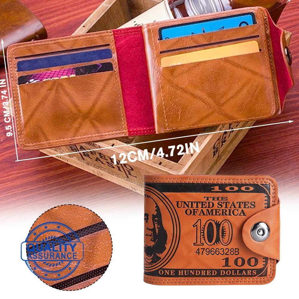 กระเป๋าสตางค์ผู้ชาย Us Dollar Bill Bifold Wallet พร้อมหัวเข็มขัดแม่เหล็กสําหรับผู้ชาย L1i3