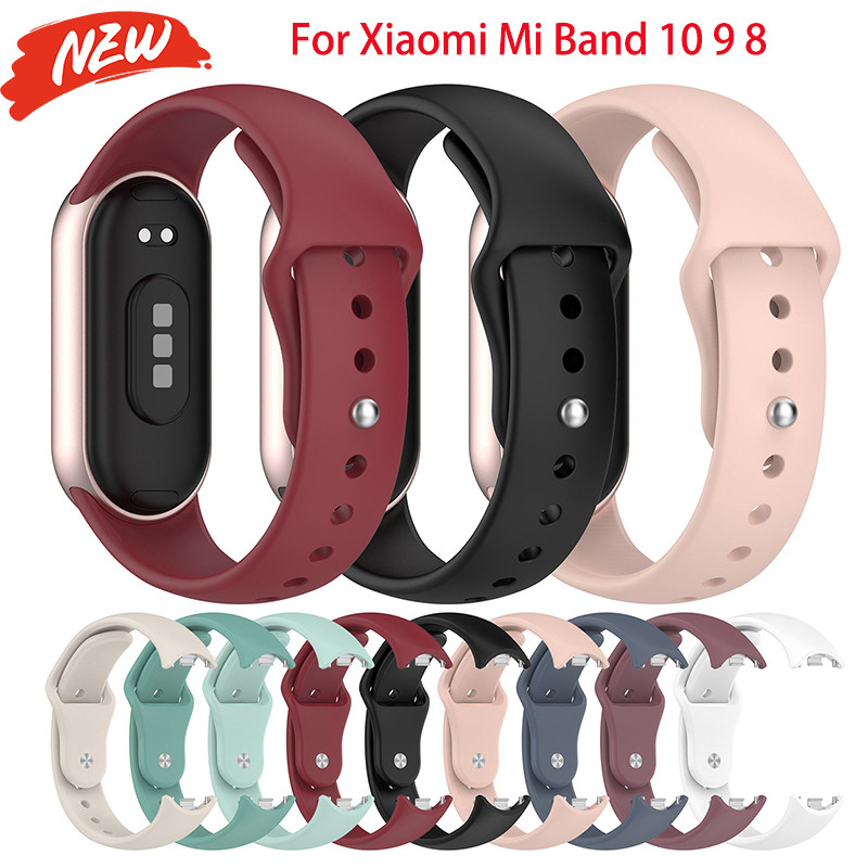 สายซิลิโคน (ไม่มีนาฬิกา) สําหรับ Xiaomi Mi Band 10 9 8 นาฬิกาสปอร์ตสร้อยข้อมือ 10 Band 9 WatchBand อุปกรณ์เสริม