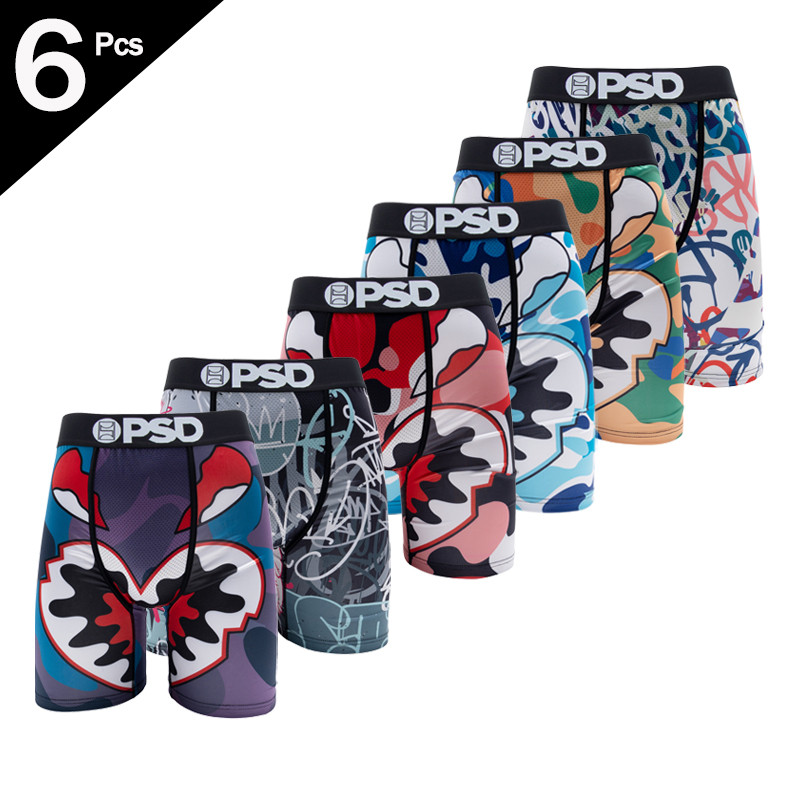 ชุดชั้นในสำหรับผู้ชายแบบเซ็กซี่ 6 ชิ้น กางเกงนักมวยตาข่ายระบายอากาศ ออกแบบพิมพ์สวยงาม - รูปที่ 5