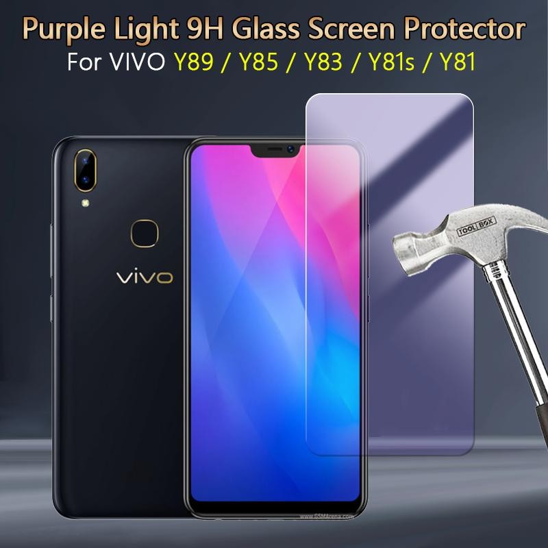 ปลดล็อคลายนิ้วมือสําหรับ VIVO Y89 Y85 Y83 Y81s Y81 แสงสีม่วง HD Clear Slim 2.5D Anti-Scratch 9H Toug